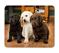 Adorable Labrador Puppies Mouse Pad, White Black and Brown Dogs Desk Mat