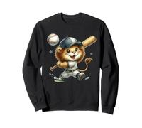 Adorable Lion Cub Baseball Batter Running Playful Sweatshirt