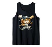Adorable Lion Cub Baseball Batter Running Playful Tank Top