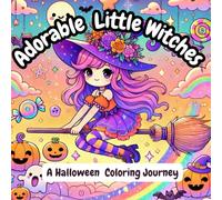 Adorable Little Witches: A Halloween Coloring Journey: 40 Cute and Spooky Kawaii Witch Coloring Pages for Kids Ages 4-8 (Halloween Tales of Kindness & Fun)