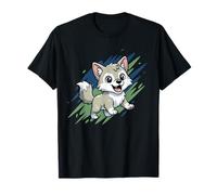Adorable Little Wolf Pup Cute Happy Cartoon T-Shirt