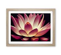 Adorable Lotus Flower Framed Print | A2 Oak Framed Wall Art | Ready to Hang | Modern Floral Picture | Living Room Bedroom Lounge Office