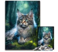 Adorable Maine Coon Cat 1000 Piece Puzzle Wooden Jigsaw Creative Family Game & Home Decor, for Teenagers 50x75CM/19.68x29.52inch