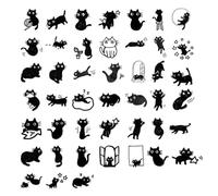 Adorable Mini Black Cat Stickers: Ideal for Scrapbooks, Journals, DIY Decor, Planners, Suitcases, Diaries, Albums, Laptops, Phone Cases, Art Crafts - 45 Designs Available