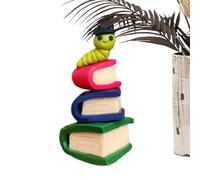 Adorable Mini Figurine, Adorable Resin Statue Figurine, Bookworm With A Top Hat Miniature, Vistaprint Bookworm With Top Hat Resin Statue, For Tanle Landscape Study Room, Garden, Kids' Bookshelf