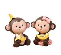 Adorable Monkey Cake Topper Figurine Animal Themed Birthday Party Decoration Monkey and Banana Ornaments Baby Shower Party Supplies 2.16 X 1.77 X 2.75 Inch