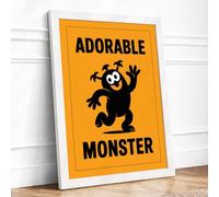 Adorable Monster Graphic Design Framed Wall Art Print A2 (59.4×42cm) White, Wall Decor for Living Room, Bedroom, Office & Home, Ready to Hang, Art Gift