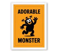 Adorable Monster Graphic Design Framed Wall Art Print A3 (42×29.7cm) White, Wall Decor for Living Room, Bedroom, Office & Home, Ready to Hang, Art Gift