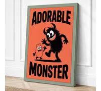 Adorable Monster Vintage Canvas Wall Art Print 18x12 Inch