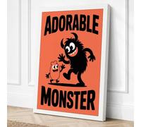 Adorable Monster Vintage Canvas Wall Art Print 30x20 Inch