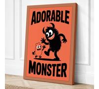Adorable Monster Vintage Canvas Wall Art Print 30x20 Inch