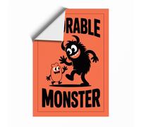 Adorable Monster Vintage Unframed Wall Art Print A3 (42×29.7cm), Wall Decor for Living Room, Bedroom, Office & Home, Art Gift