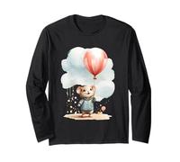 Adorable Mouse Balloon Spring time Watercolors and Pastels Long Sleeve T-Shirt