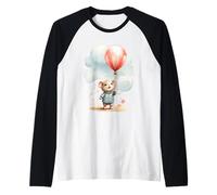 Adorable Mouse Balloon Spring time Watercolors and Pastels Raglan Baseball Tee