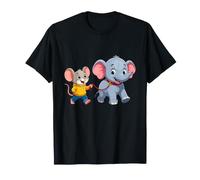 Adorable Mouse Walking Baby Elephant Friends Fun T-Shirt