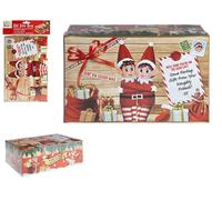 Adorable Multicolor Mini Size 'Elf' Design Xmas Eve Box - 17 cm x 26.5 cm x 8.5cm (1 Pc.) - Unique Design - Perfect for Festive Gifting & Keepsakes