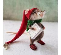 Adorable Needle Felt Mouse, Handmade Winter Christmas Halloween Decoration Mouse, Cute Looking Christmas Tree Felt Ornament(B)