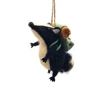Adorable Needle Felted Christmas Ornament | Free-Standing or Hanging Decoration | Festive Christmas Decor (Brockley Badger goes Travelling)