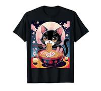 Adorable Noodle Loving Cat Cherry Blossom Cat Ramen T-Shirt