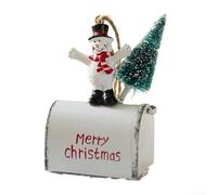 Adorable Nostalgic Miniature Christmas Tree Ornaments Shaped Like Fun Little Mailboxes for the For holidays (Snowman)
