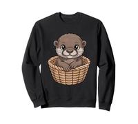 Adorable Otter In Basket Cartoon Kawaii Animal Sweatshirt