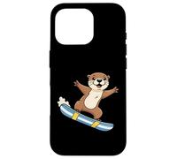 Adorable Otter On Snowboard Cute Winter Cartoon Case for iPhone 16 Pro