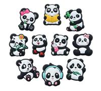 Adorable Panda Croc Charms Bulk Set - 10 Unique Cute Panda for Crocs, Perfect for Crocs Kids Shoes Decorations, Fun and Lovely Shoe Charms for Sneakers Accessories, Black and white, L