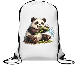 Adorable panda eating bamboo Gym Sack Casual Drawstring Bag White