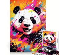 Adorable Panda Pop Art Jigsaw Puzzles for Adults 1000 Pieces Unwind Game Firm Edge Playful Challenge Wall Display (50x75cm)