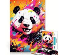 Adorable Panda Pop Art Jigsaw Puzzles for Adults 1000 Pieces Unwind Game Firm Edge Playful Challenge Wall Display (50x75cm)