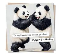 Adorable Pandas Birthday Card For Loved One - Dancing, Dancer, Funny and Heartfelt - To My Favourite Dance Partner - Panda Lover, Animals - For Friend, Bestie, Husband, Wife, Partner, Woman