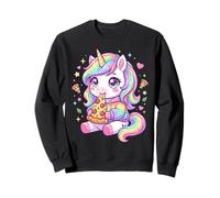 Adorable Pastel Unicorn Eating Pizza Art Kawaii Pony Sweatshirt