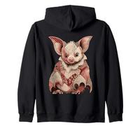 Adorable Patchwork Bat Cottagecore Kawaii Style Zip Hoodie