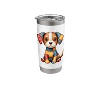 Adorable Patchwork Dog Cozy Cottagecore Folk Art Stainless Steel Insulated Tumbler
