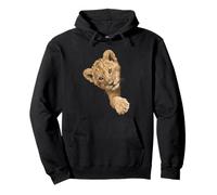 Adorable Peeking Lion Cub Wild Animal Feline Pullover Hoodie