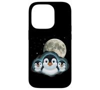 Adorable Penguin Family Moon Night Cute Baby Penguins Case for iPhone 14 Pro