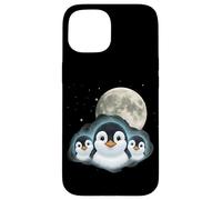 Adorable Penguin Family Moon Night Cute Baby Penguins Case for iPhone 15