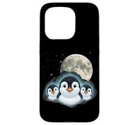 Adorable Penguin Family Moon Night Cute Baby Penguins Case for iPhone 15 Pro
