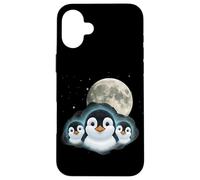 Adorable Penguin Family Moon Night Cute Baby Penguins Case for iPhone 16 Plus