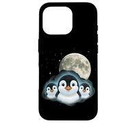 Adorable Penguin Family Moon Night Cute Baby Penguins Case for iPhone 16 Pro