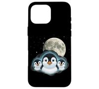 Adorable Penguin Family Moon Night Cute Baby Penguins Case for iPhone 16 Pro Max