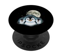 Adorable Penguin Family Moon Night Cute Baby Penguins PopSockets Adhesive PopGrip