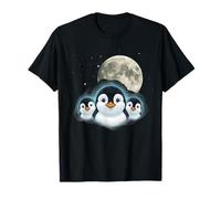 Adorable Penguin Family Moon Night Cute Baby Penguins T-Shirt