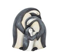 Adorable Penguin Family Ornament - 12.5cm x 10.5cm (1 Pc.) - Featuring Loving Daddy, Mummy & Baby Penguins for Loved Ones & Room Decor, Grey