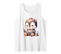Adorable Penguin Reading a Book Tank Top