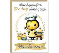 Adorable Personalised Bee-ing Amazing Teacher Cards - Custom Name Banner Fun Bumble Bee Thank You Gift for Educators End of School Year Teachers Appreciation Awards!, Design 4