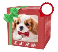 Adorable pet-themed gift box containing an interactive plush dog toy with decorative ribbon, featuring barking and moving functions for delightful moments F