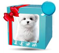 Adorable pet-themed gift box containing an interactive plush dog toy with decorative ribbon, featuring barking and moving functions for delightful moments C