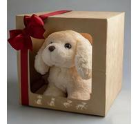 Adorable pet-themed gift box containing an interactive plush dog toy with decorative ribbon, Walking, Barking, Tail Wagging, Sitting & Running, Electronic Pet Gift for Kids Adults with Gift Box #K