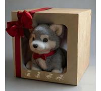 Adorable pet-themed gift box containing an interactive plush dog toy with decorative ribbon, Walking, Barking, Tail Wagging, Sitting & Running, Electronic Pet Gift for Kids Adults with Gift Box #J